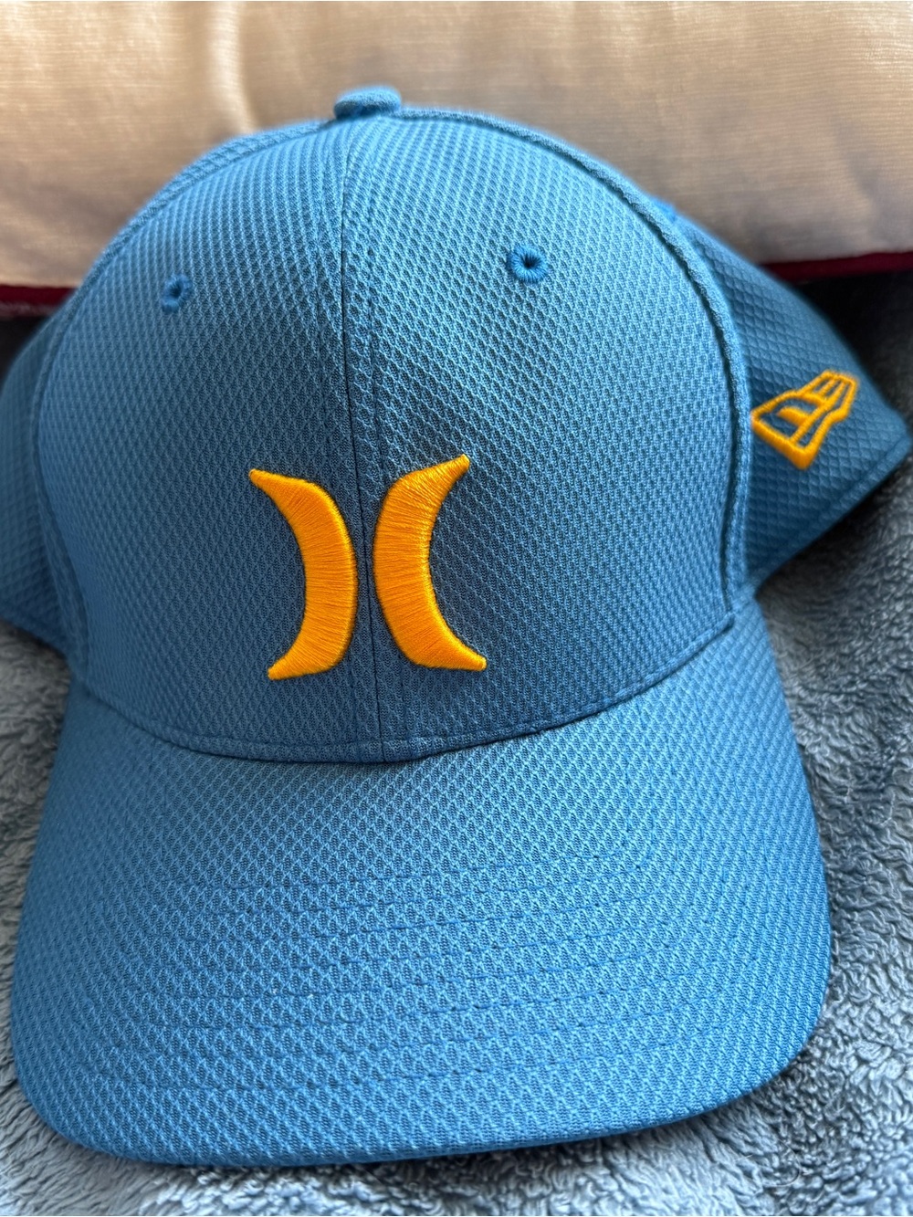 Blue Hurley H2O Dri Max flexfit baseball cap with orange logo